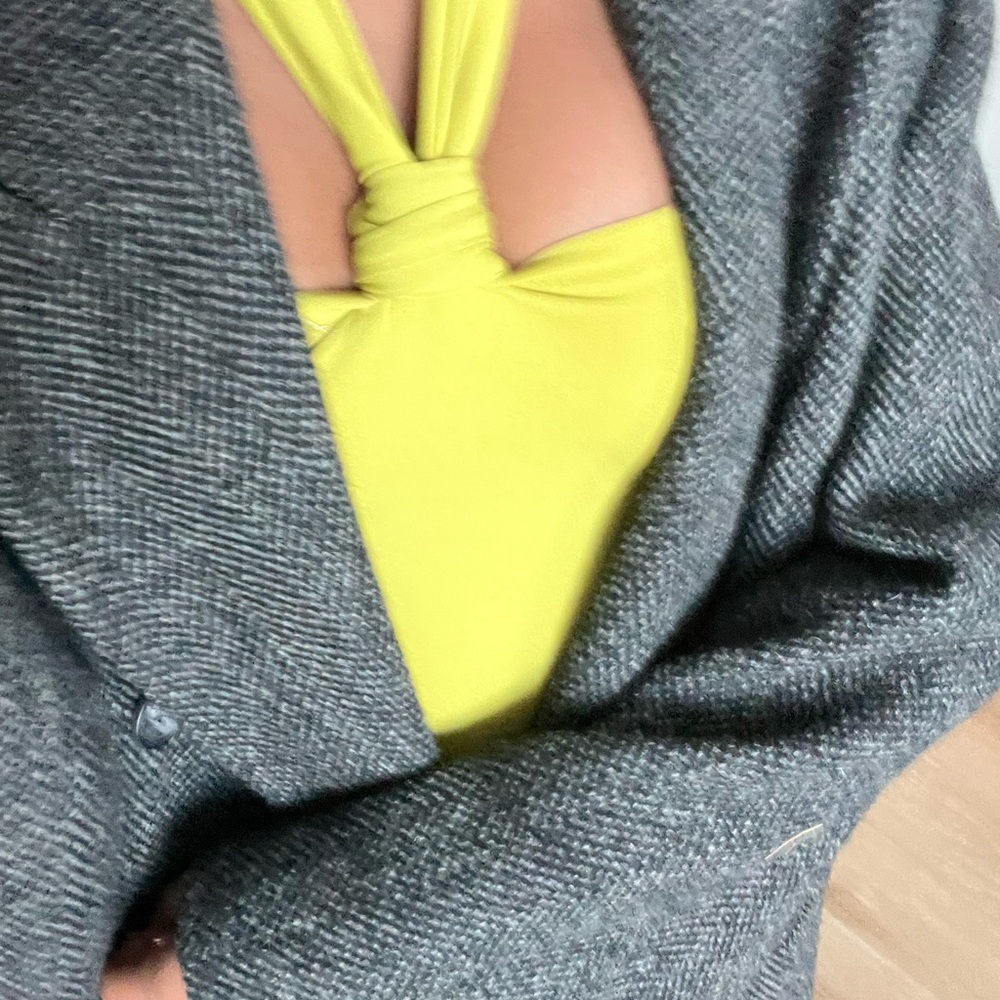 butter green knot tie halter top